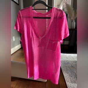 J. Crew Bright Pink Linen Top